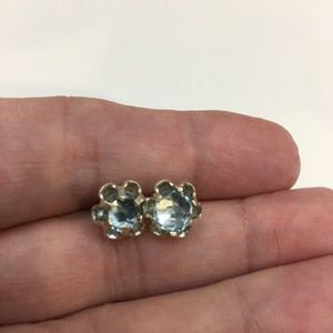 Vintage Silver & Aqua Marine Pierced Earrings